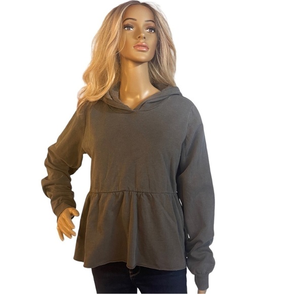 Maurices Gray Ruffled Hem Hoodie - Picture 2 of 12